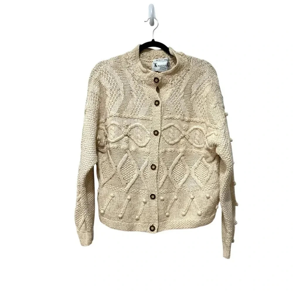 Knitting needles silk blend cardigan Medium